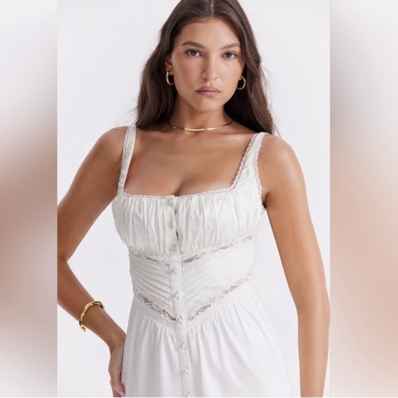 House of CB Illiana Ivory Real Silk Maxi Dress MULTIPLE SIZES - Picture 7 of 7